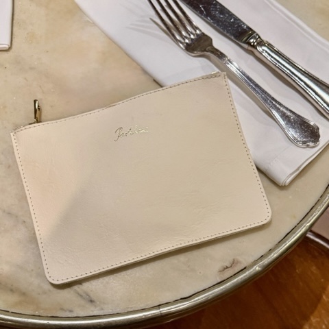 Wallet S Leder mit Reißverschluss Messing poliert